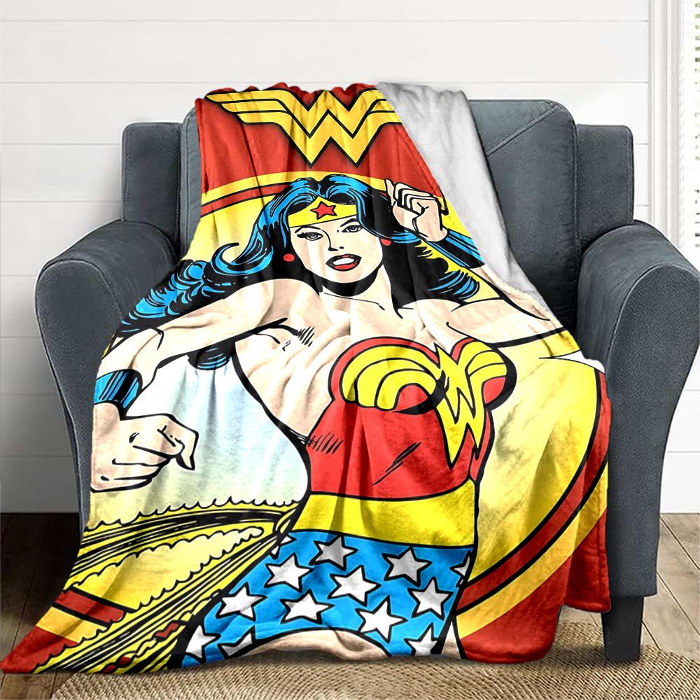 1 stuks Wonder Woman, Superhelden Deken Polyester Vezel, Comfort voor Alle Seizoenen voor Bank, Bed, Kantoor, Auto, Kamperen Ideale Huisdecoratie & Cadeau, Kantoorcomfort