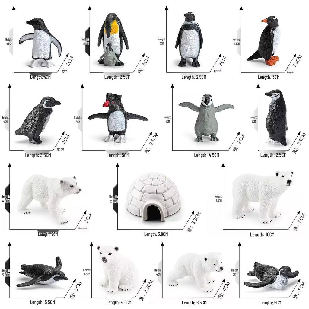 Wild Arctic Animal Set - Penguin, Polar Bear, Igloo Models for Desktop Decoration