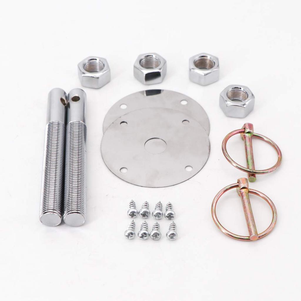 KIPA Stainless Hood Pin Set Chrome Hardware For Chevy Ford Mopar Drag Racing Race Durable # 4056
