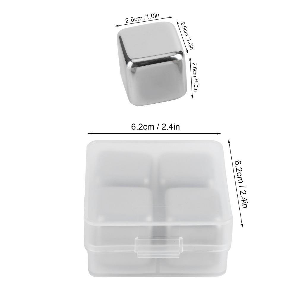 4 piece Fast Cooling Stainless Steel Cubes No Dilution Chilling Stones Whiskey Stones For Whiskey