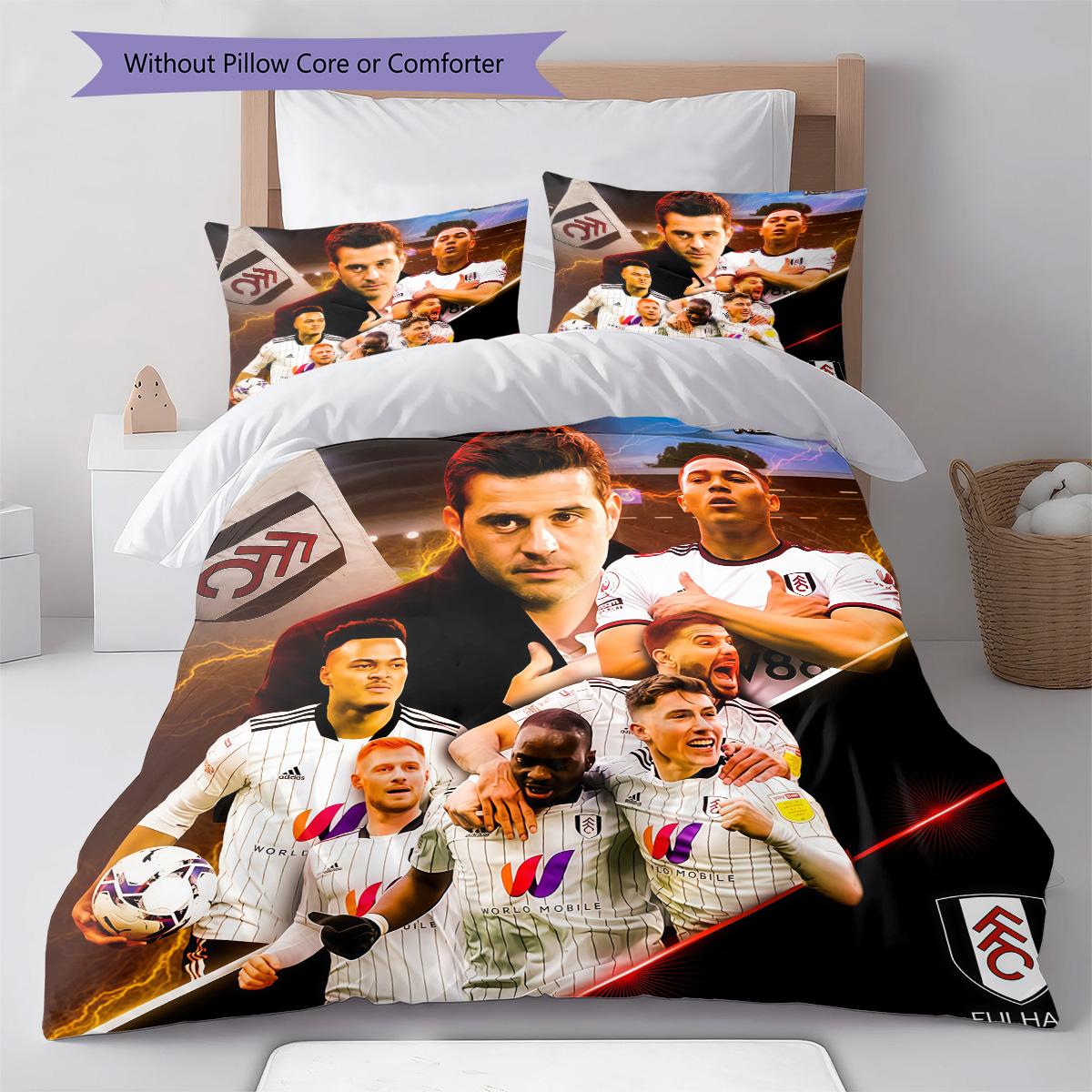 

Football Club RugPattern Bedding Quilt Set Quilt Cover Pillowcase Home Decoration Birthday Gift (1 * duvet cover + 2 * pillowcase, without core) 135x200cm