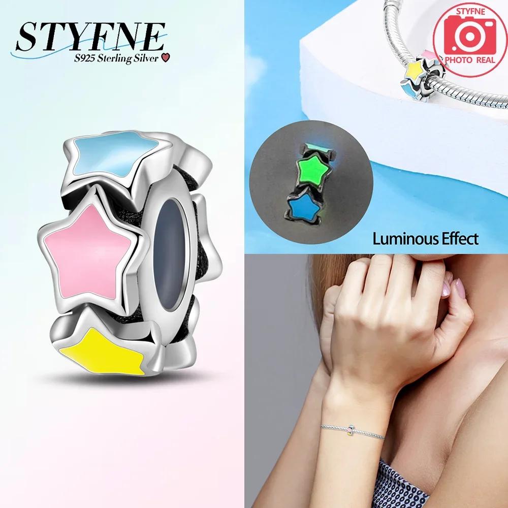 Colored Heart Pendant Fluorescence Original Copper Beads Fit Bracelet Charms Women Jewelry Diy Fine Gift Accessory