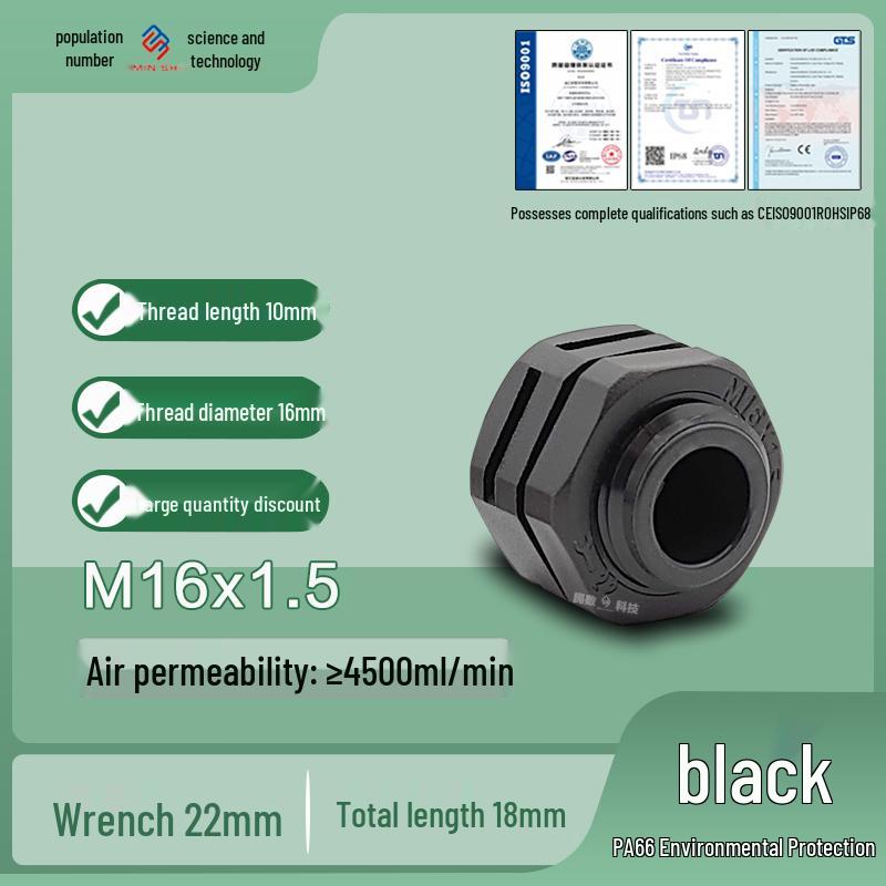 M12 Waterproof Breathable Nylon Automatic Vent and Pressure Relief Valve for Fermentation