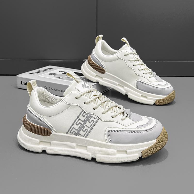 

Мужские дизайнерские кроссовки, модная повседневная повседневная обувь из микрофибры из кожи, дышащая повседневная обувь с увеличенным ростом 44 бежевый