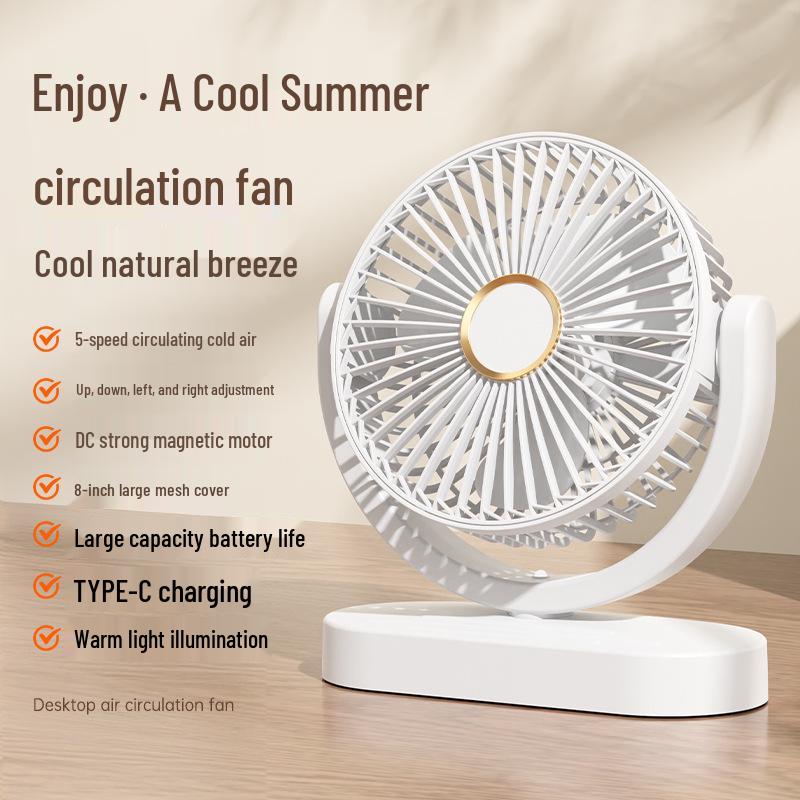 Dual-Head USB Rechargeable Night Light Fan for Air Circulation – Ideal for Outdoor, Dorm, or Office with Long Battery Life