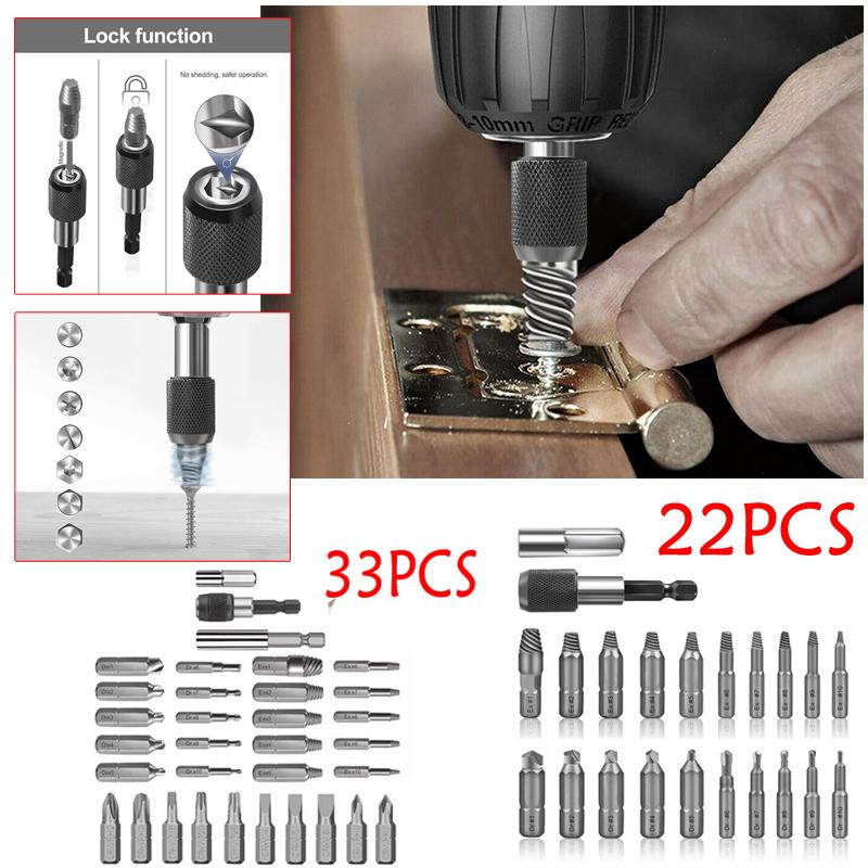22/33Pcs Screw Loosener Screw Extractor Lefthand Extractor Screw Remover Doublehead Broken