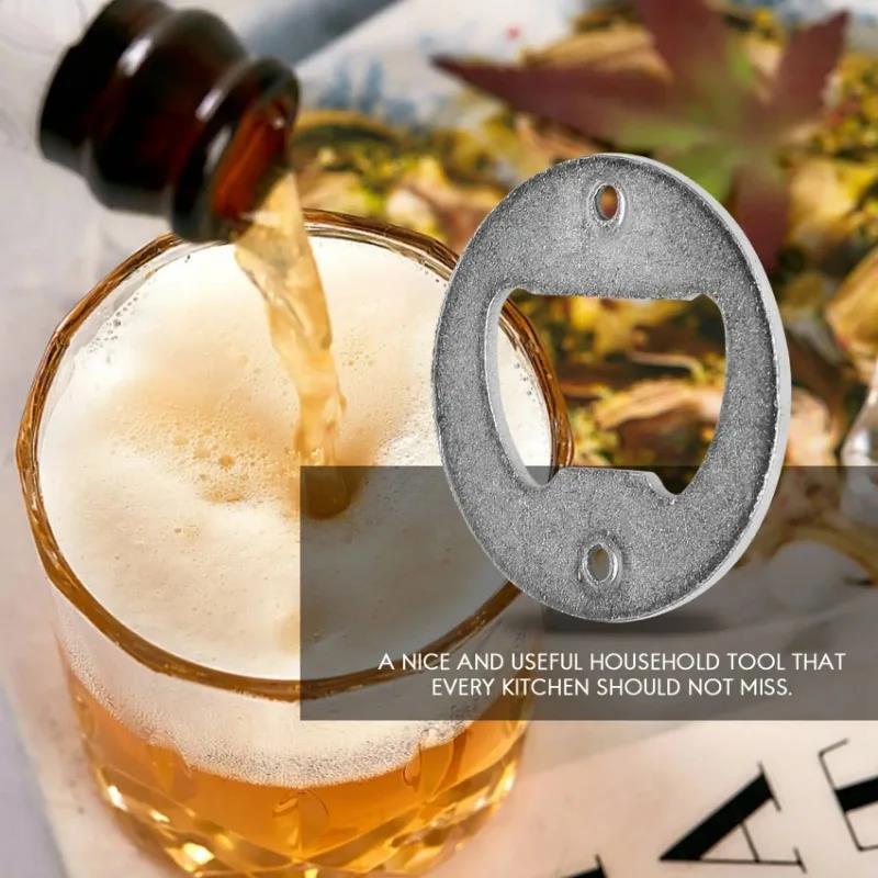 Bottle Opener Insert,Stainless Steel Round DIY Bottle Opener Hardware Kit Hardware Parts Supply with Screws1