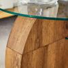Modern Minimalist Tempered Glass Coffee Table, Multi-Layered MDF Base, Natural Wood Texture