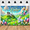 Spring Vibrant Rabbit Backdrop Supplies Happy Easter Theme Background Banner Bunny Easter Eggs Party Decoration Photography Prop