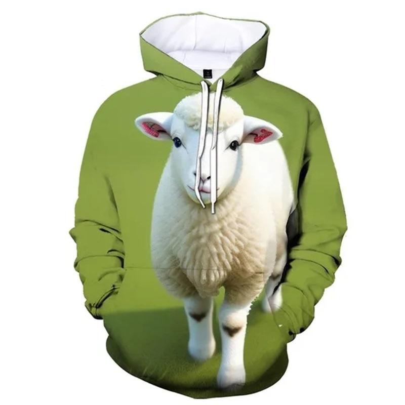 

Толстовки з 3D-друком вівці для чоловіків Світшоти з капюшоном із зображенням тварин і кози Дитячі смішні милі вуличні пуловери Жіноча толстовка 4XL