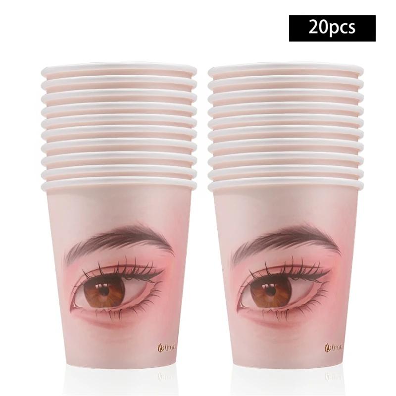 50/10 Pcs Eyelash Practice Paper Cup Lash Extension Supplies Mannequin Exercises Professional Makeup for Starters Auxiliary Tool