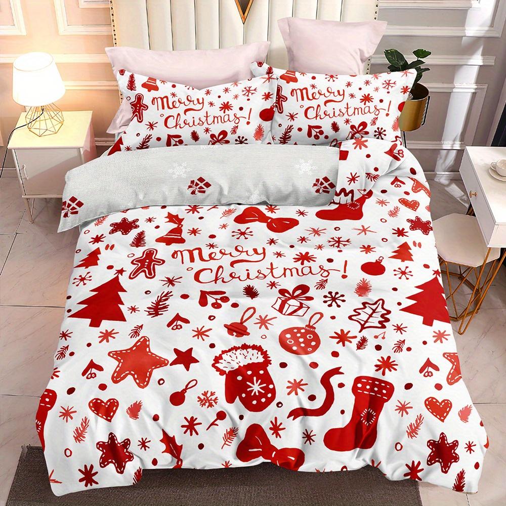 

Comforter 3Pcs Christmas - Festive Reindeer Tree & Gingerbread For Man Designs - Soft Polyester Bedding For All Seasons Comforter (quilt)-EU Single(135*200cm)3pcs