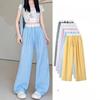 Women's High Waist Plaid Wide Leg Pants Loose Fit Casual Comfy Summer Lounge Trousers
