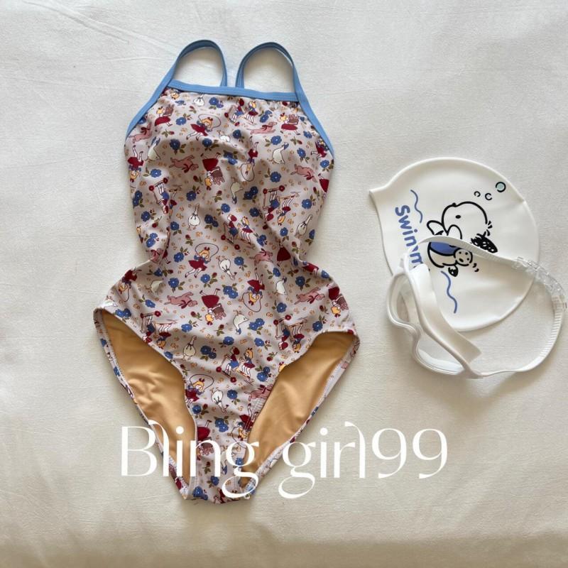

Cinderella Floral Princess Style One-piece Swimsuit Covers Abdomen To Show Slimming Quick-drying Swimming Pool Racing Student Party L