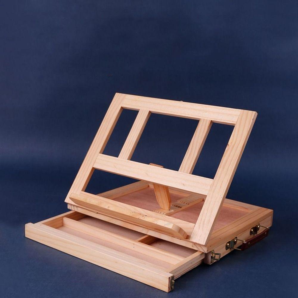 Multifunction Portable Wooden Table Easel Beech Wood Sketch Drawer Box Folding Easel  Desktop Use