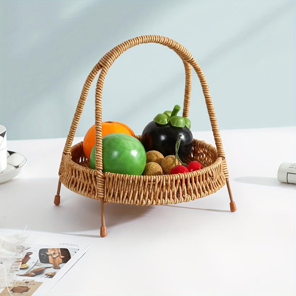 Portable Woven Plastic Storage Rack - Kitchen Tray, Flower Basket, Desk Organizer for Small Items. Multi-Purpose & Decorative.