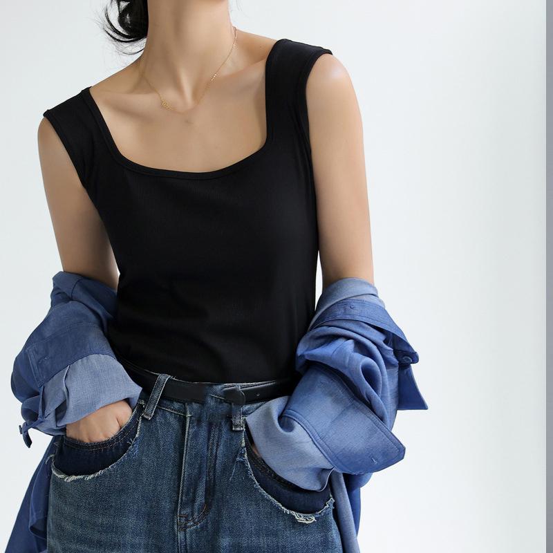 Magliette da donna senza maniche con scollo a U T-shirt da donna Gilet da strada Top