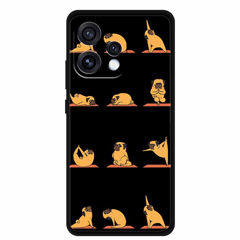 For Oppo Reno15 5G Case Flower Black Silicone Soft Protective Back Covers For Oppo Reno 15C 2025 Phone Case Coque Cartoon Shells