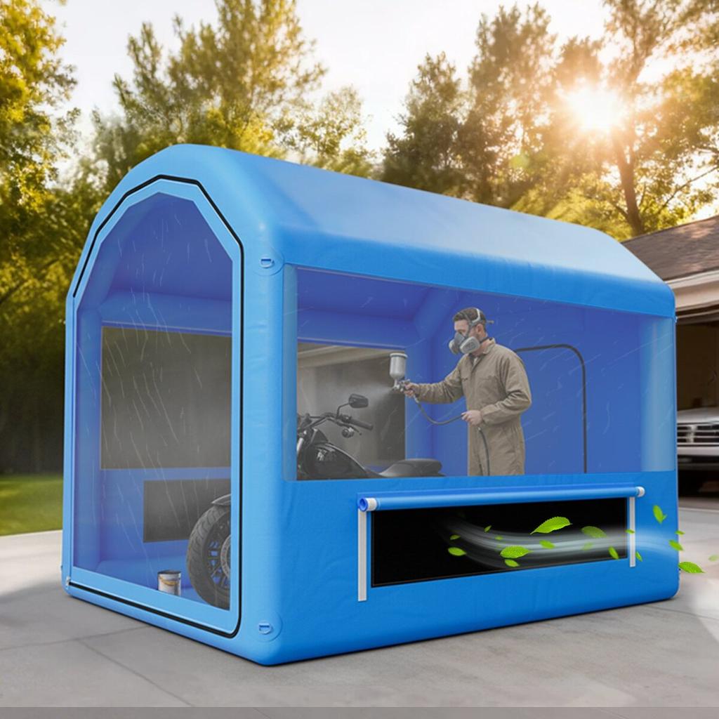 Inflatable Paint Booth, 3 x 2.5 x 2.5 m, Inflatable Spray Booth with 550W Powerful Blower and Air Filter System, Round Roof, for Painting Bicycle,