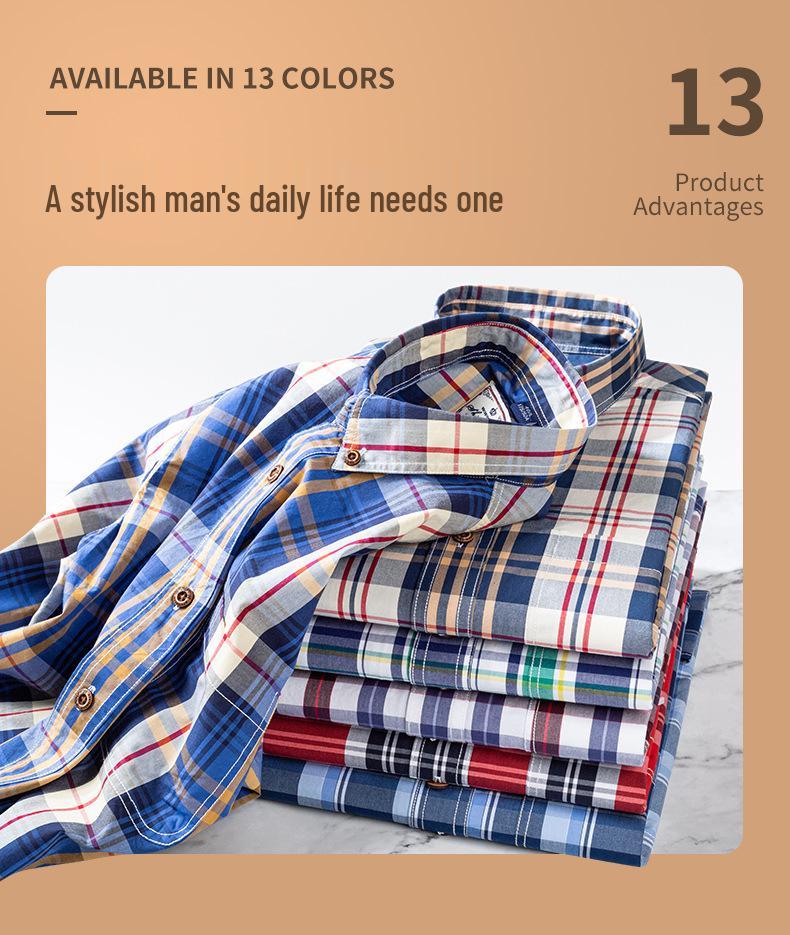 Men's Carbon Brushed Long-Sleeve Plaid Cotton Shirt
