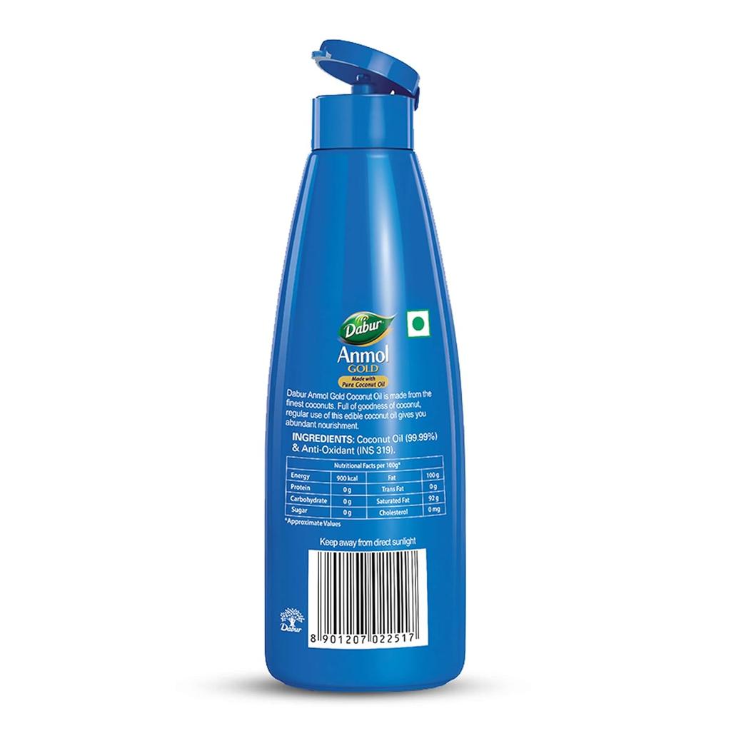 Dabur Anmol Gold Pure Coconut Oil 550ml | Natural Multipurpose Oil for Cooking, Hair & Skin Care | Handpicked Sundried Coconuts