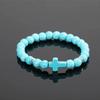 Natural Tiger Eye Quartz Turquoise Volcanic Stone Elastic Beaded Bracelets for Men Women Personality Cross Bracelet Jewelry Gift