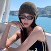Hollow Stacked Hat Breathable Knitting Cap Fashionable Beanie  Women