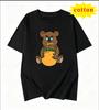 Rich Bear Theme Printed White Tshirt Sunglasses Gold Chain Money Bag Unisexs And Unisexs Casual Top