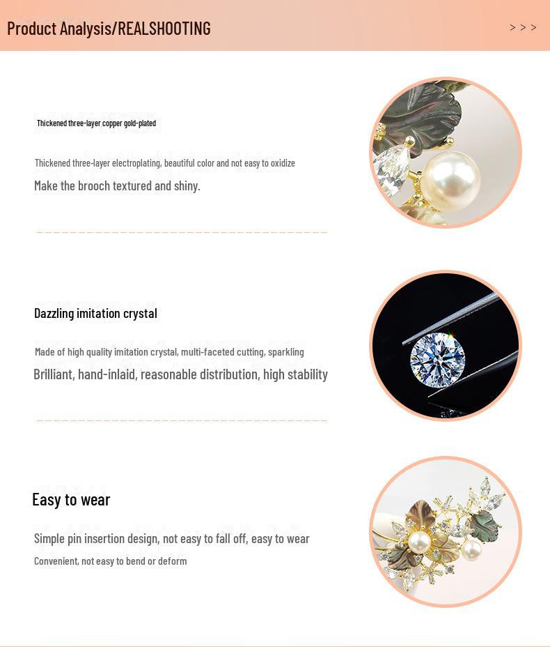 Elegant Pearl & Zircon Rose Brooch Corsage