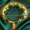 Live Broadcast Scenic Spot Glass Bracelet: Waking Lion Yue Knife Lucky Bead, Two-Color Silk Wrapped Design