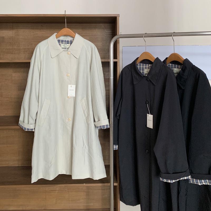 Einfarbiger mittellanger einreihiger Damen-Trenchcoat im koreanischen Stil - Lässige, vielseitige und figurbetonende Oberbekleidung