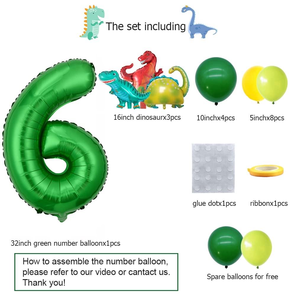 18Pcs Dinosaur Birthday Balloons Set Number Balloon Dino Theme Birthday Decorations for Boy Dinosaur Party Balls
