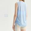 Slub yarn breathable yoga vest women's loose round neck sleeveless sports top hem drawstring yoga blouse