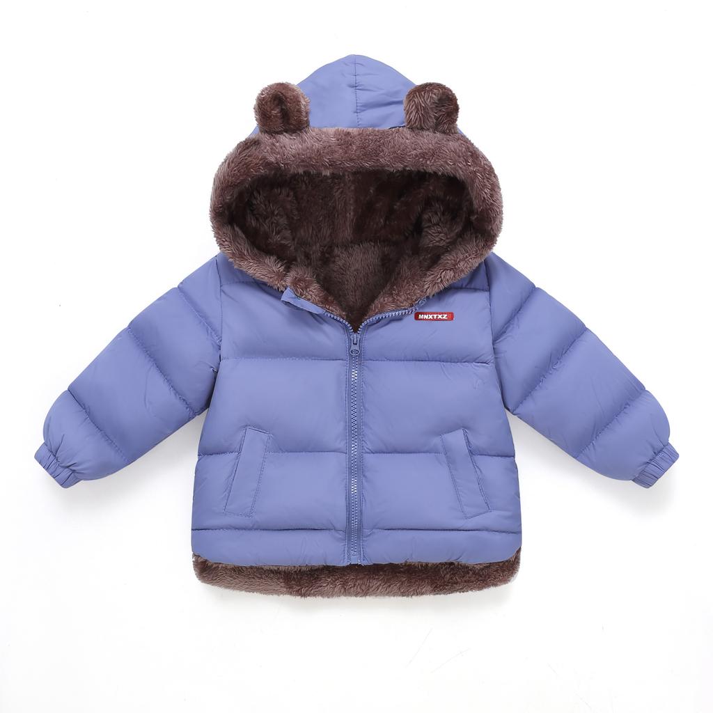 Jesień Zima Ubrania Dziecięce z Puchu i Bawełny, Niemowlęce, Średnie i Małe Dziecięce Ubrania Bawełniane, Plus Aksamit Ciepła Kurtka Bawełniana