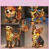 For Cat Dog Night Stands Table Lamps Stained Resin Tabletop Light Decoration