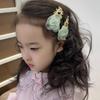 Hairpin Organza Flower Hair Clip with Hand-Crocheted Petals Leaves Sweet Style Bang Hair Pin Hair Accessories