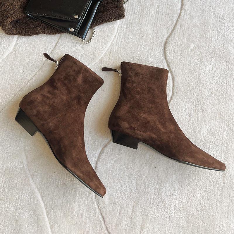 Autumn Winter Short Plush Women Ankle Boots Fashion Square Toe Short Booties Ladies Elegant Low Heels Zipper Booties