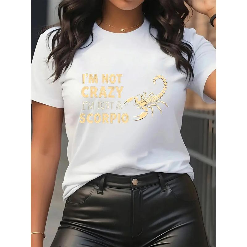 

European sizesNeck Tee for Casual Outfits, Zodiac-Themed Events, Playful Statement Shirt, Comfortable Fit, Durable Fabric, Versatile Stylish Top 4XL