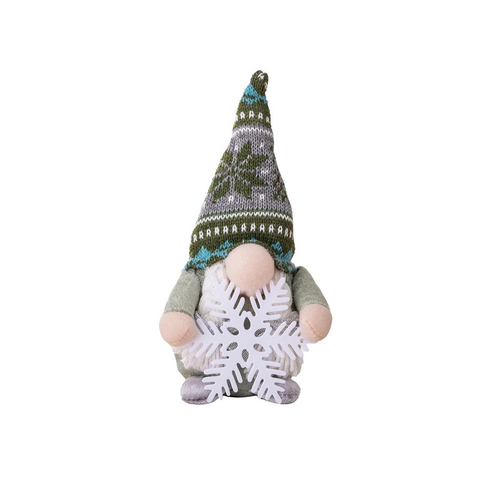 Lighted Christmas Gnomes Plush Decorations With LED Nose Light Up Christmas Gnomes Dwarf Figurines Holding Snowflakes & Merry Christmas Sign 10in
