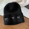 Korean Versatile Thickened Bow Wool Hat Fashionable Casual Big Head Circumference Windproof Warm Hat Autumn and Winter Ear Protection Cold Hat