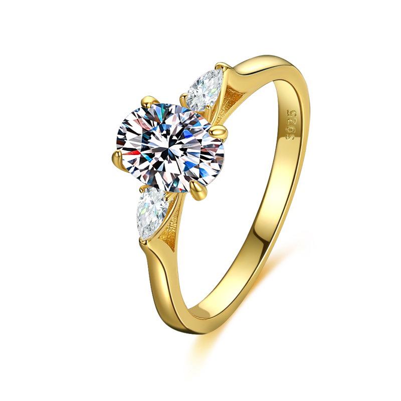 S925 Sterling Silver D Color Pear-Shaped 1.5CT Moissanite Three-Stone Women's Proposal Ring