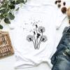 Women's dandelion floral print letter t-shirt - Trendy women's T-shirt with short sleeves Summer polyester fabric