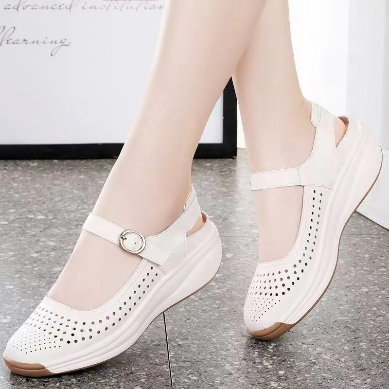  Sapatos Femininas Women Fashion Round Toe High Quality Spring & Summer Hollow Out Shoes Lady Casual Leather Shoe Ab712