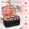 Resesminkväska Polyester Bärbar Kosmetikorganisatörsväska med Fackdelare och Handtag Stor Kapacitet Vattentät Förvaringsväska för Kvinnor