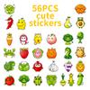 56 Cartoon Vegetables Fruit Animals Graffiti Stickers Creative Handmade Stickers