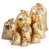 5-10Pcs Silver/Gold Foil Cloth Drawstring Bags Jewelry Gift Bags Candy Beads Bracelet Packing Pouch For Wedding Gift Storage Bag