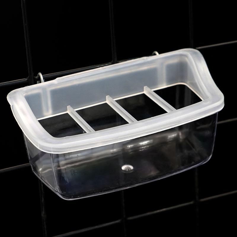 Bird Feeding Box Plastic Anti Spill Feeding Trough With Iron Wire Hangable Four Grid Feeding Tools For Birds Parrots Etc