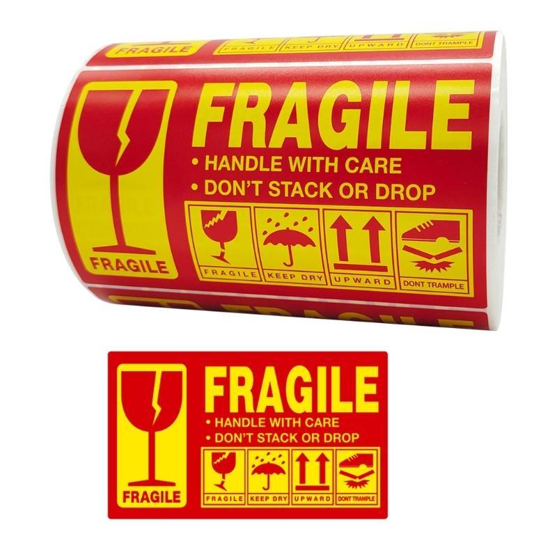 500pcs Fragile Stickers Warning Label Sticker Handle With Care Don'for t Stack or Drop Sticker Shipping for Express Label