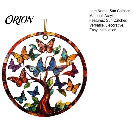 Colorful Butterfly Light Catcher Acrylic Sun Catcher, Rainbow Hanging Decoration, Durable Refracting Decor Lanyard Ornament for Living Room