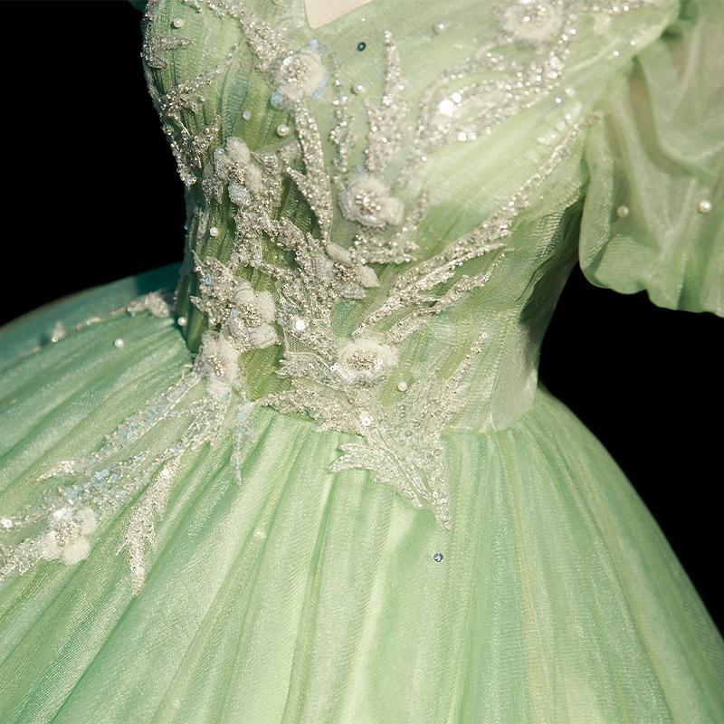 Evening Dress Mori Green Bel Canto Vocal Music Piano Art Examination Solo Performance Proud Skirt Host Dress Bar Mitzvah